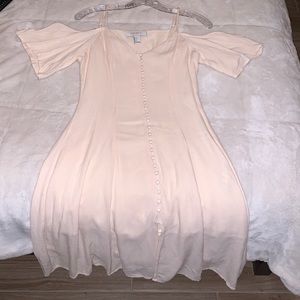 Cream off shoulder flowy dress